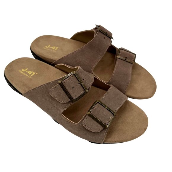 J-41 Adventure On Womens Leather Cushioned Footbed Slide Sandals 10M - Picture 6 of 11